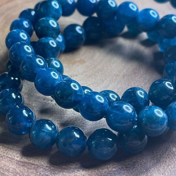 Apatite gemmy teal stretch beaded bracelet 7” crystal healing beads 8mm - Picture 4 of 9